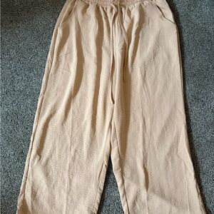 Beige Wide-Leg Pants